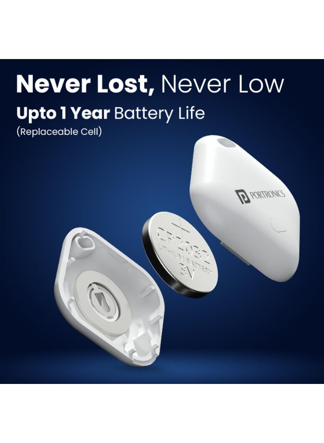 بورترونيكس Portronics Worldtag Item Finder with Upto 1 Year Battery Life, Bluetooth Tracker,MFi Certified, Item Locater for Keys, Wallets, Luggage, Gadgets etc,Only iOS Compatible with Apple Find My App - Image 5